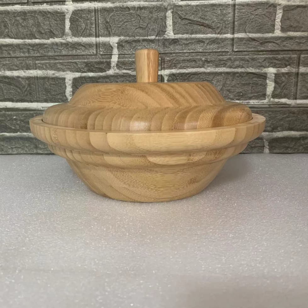 Bamboo Ice Cream Style Storage Salad Fruit Bowl Set