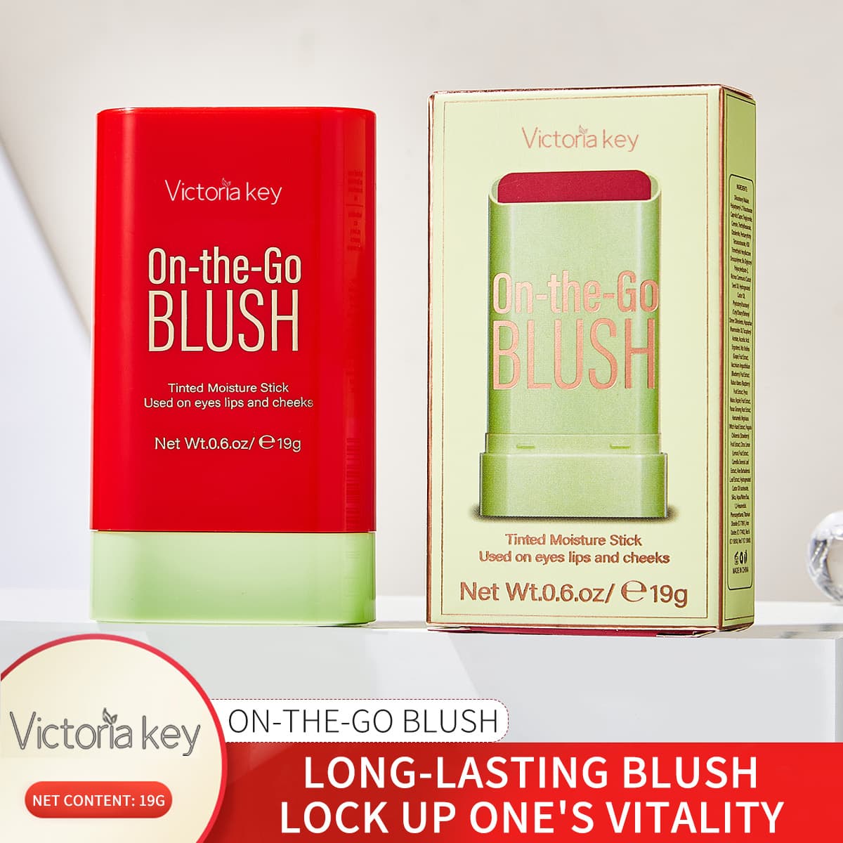 Cross-border Trade Blush Stick Cosmetics Contour Natural Nude Matte Lip and Cheek Dual-Use Soft Blush Cream