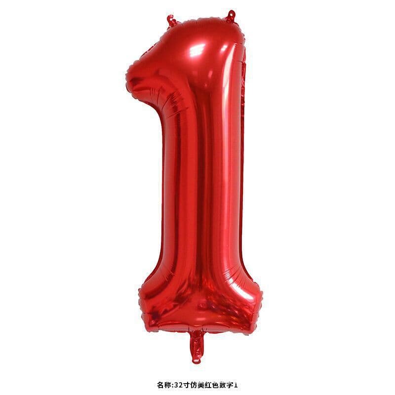 Cross-border Silver 32-inch Number Balloon Happy Birthday Decoration Prop Aluminum Foil Number Balloon Wholesale