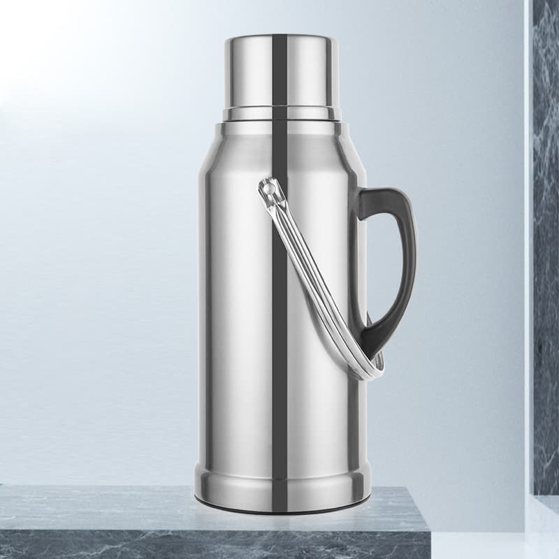 Hot Water Bottle for Home, Stainless Steel Insulated Flask, Student Dorm Handle Thermos, Large Capacity Kettle