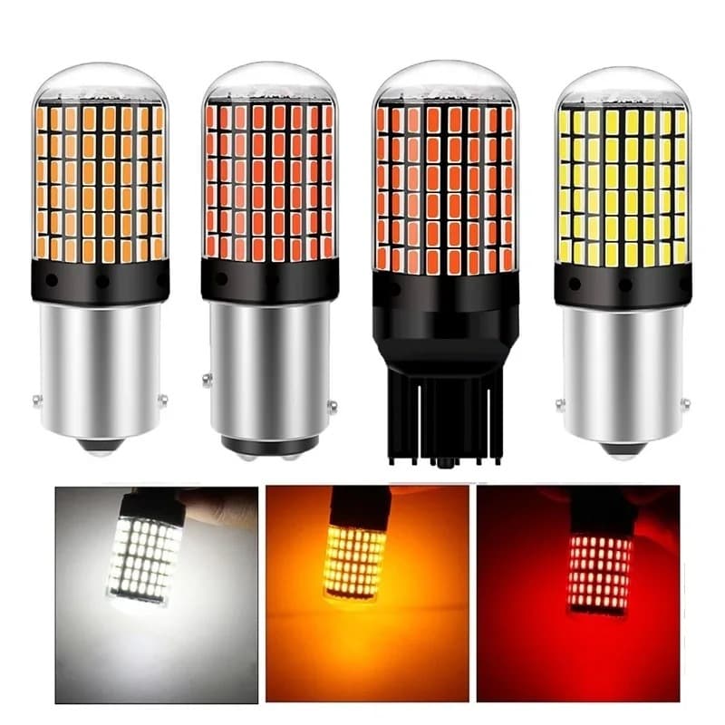 Car LED brake light 1157 3014 144 bulb high brightness anti-flash 1156 turn signal red white yellow