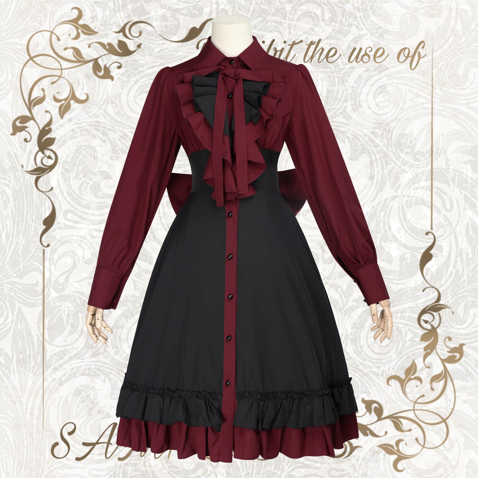 Medieval Gothic Bow Dress Steampunk Women's Dress Renaissance Cos Costume Two-Dimensional Animation
