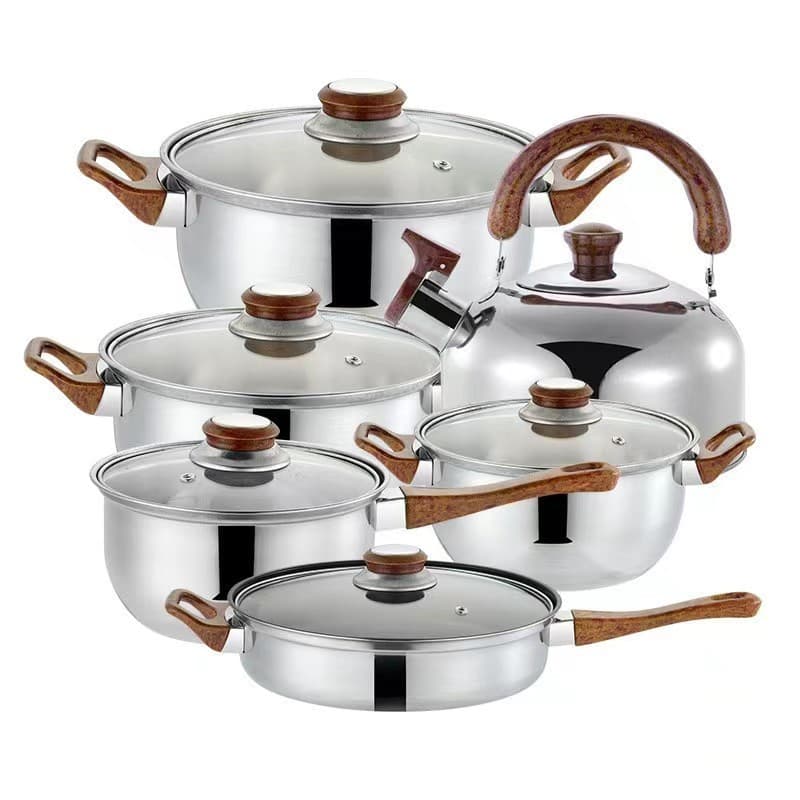 KITCHEN COOKING POT COOKWARE SET 6-piece 12-piece stainless steel cooking pot set