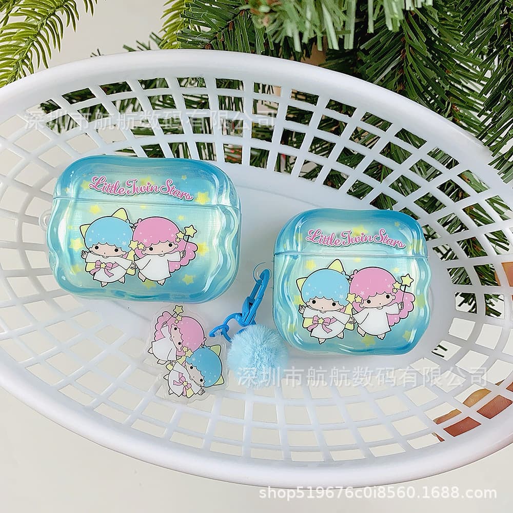 Cartoon contrasting color twin stars suitable for airpodspro2/3 Bluetooth headphone case AirPods 4th generation protective cover 5