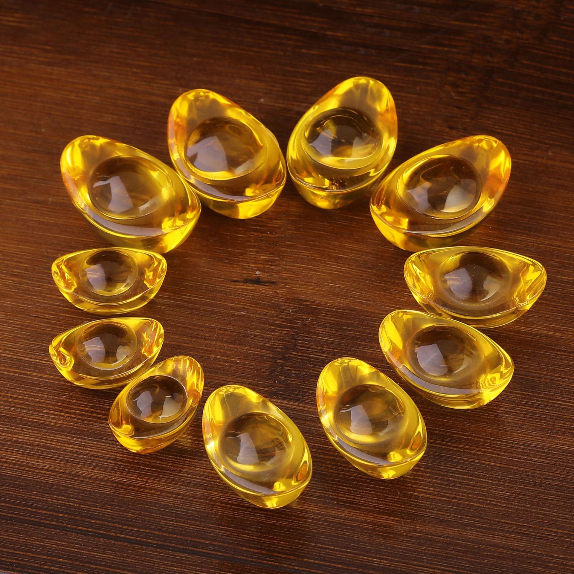 Yellow Crystal Glass Ingot Gold Ingot Ornament, Creative Home and Indoor Decoration, Exquisite Small Office and Living Room Decor