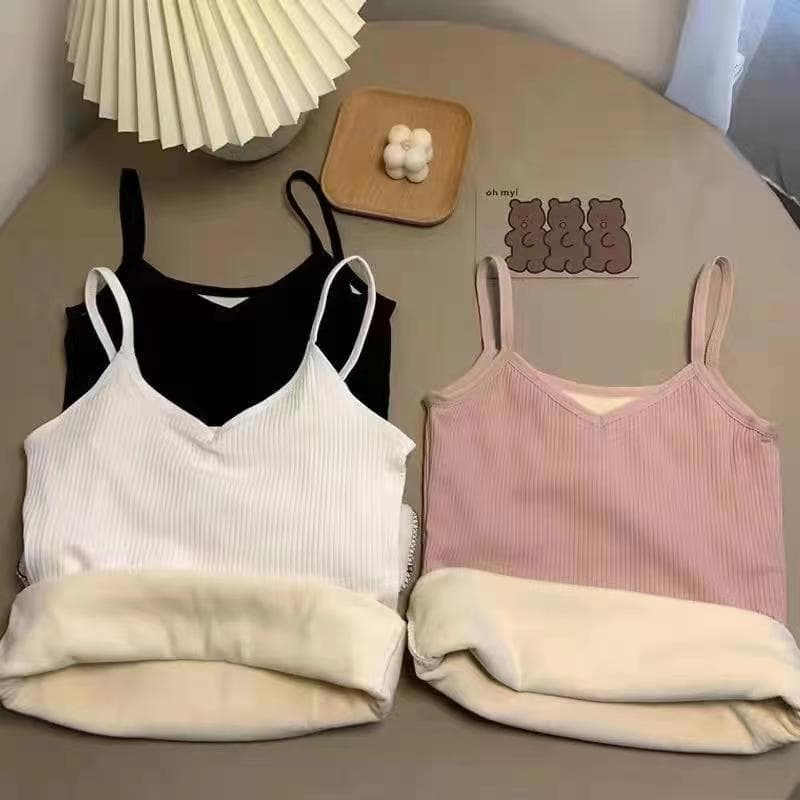 Women's Thermal Sleeveless Vest for Autumn/Winter, Fleece-Lined and Thickened, Slim-Fit, Cold-Proof Striped Underwear for Layering or Outerwear.