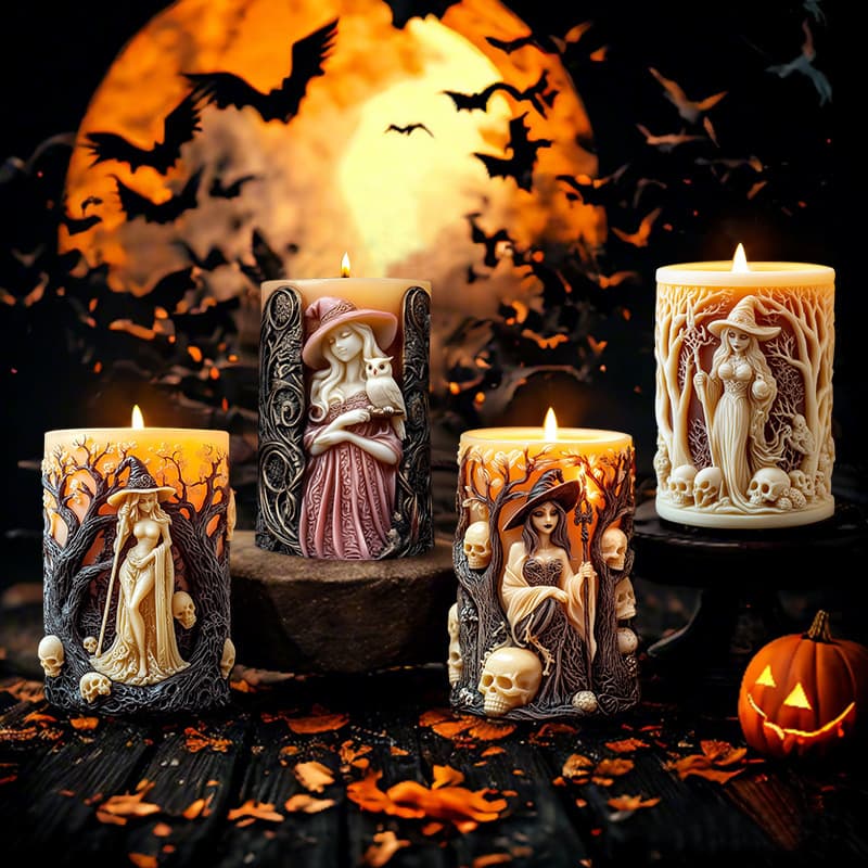 Witch Aromatherapy Candle Mold Halloween Portrait Candle Horror Creative Silicone Mold Source Factory