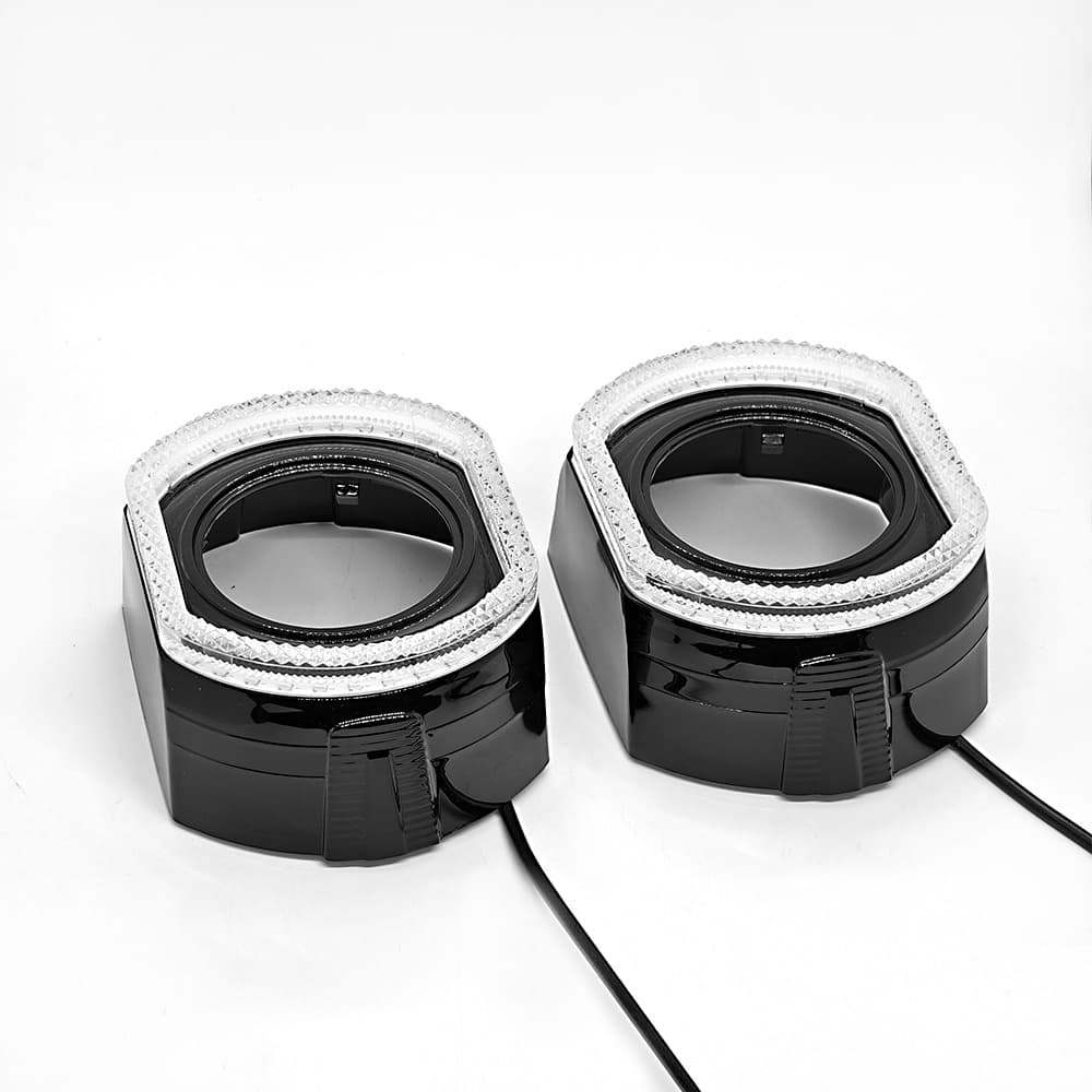 New Car LED Headlight Decorative 5D Lens Integrated Cover, Colorful Angel Eye APP Daytime Running Light Modification