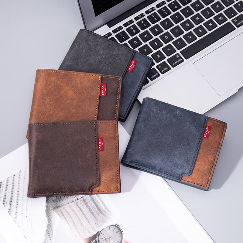 Strictly Selected PU Stitched Short Men's Wallet Large Capacity Multi-Card Slot Billfold Wallet ID and Cash Horizontal Wallet