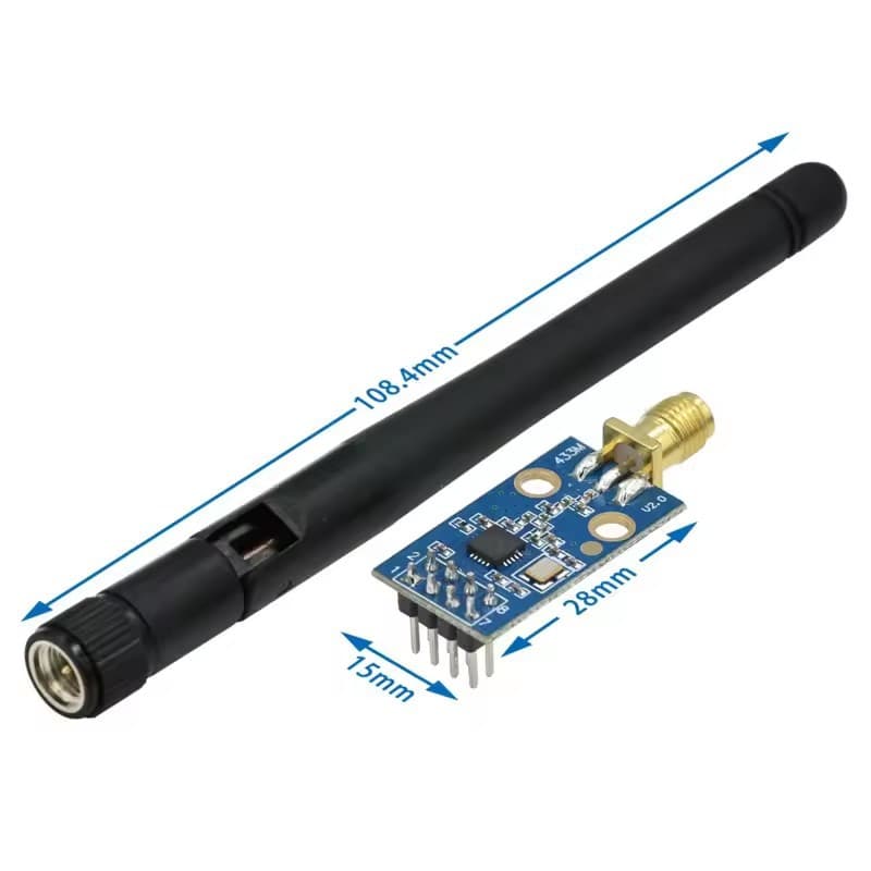 CC1101 Wireless Module 433M Data Transceiver Module with Antenna, Enhanced Gain, SMA + Rubber Duck Antenna