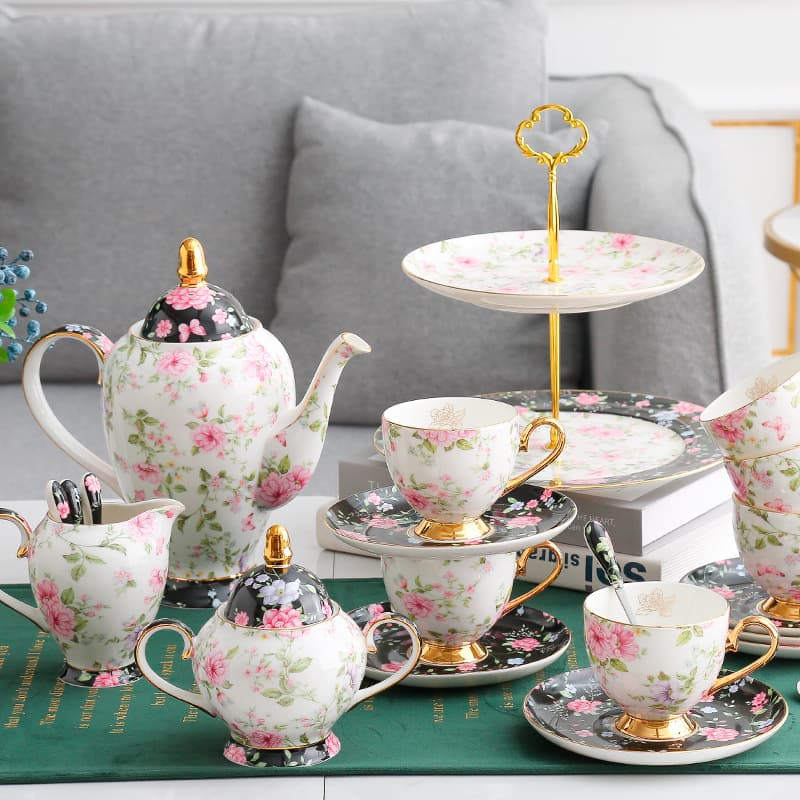 Nordic Light Luxury Bone China Coffee Cup and Saucer Afternoon Tea Set Ceramic Water Set Scented Tea Set Coffee Set suit Living Room Household