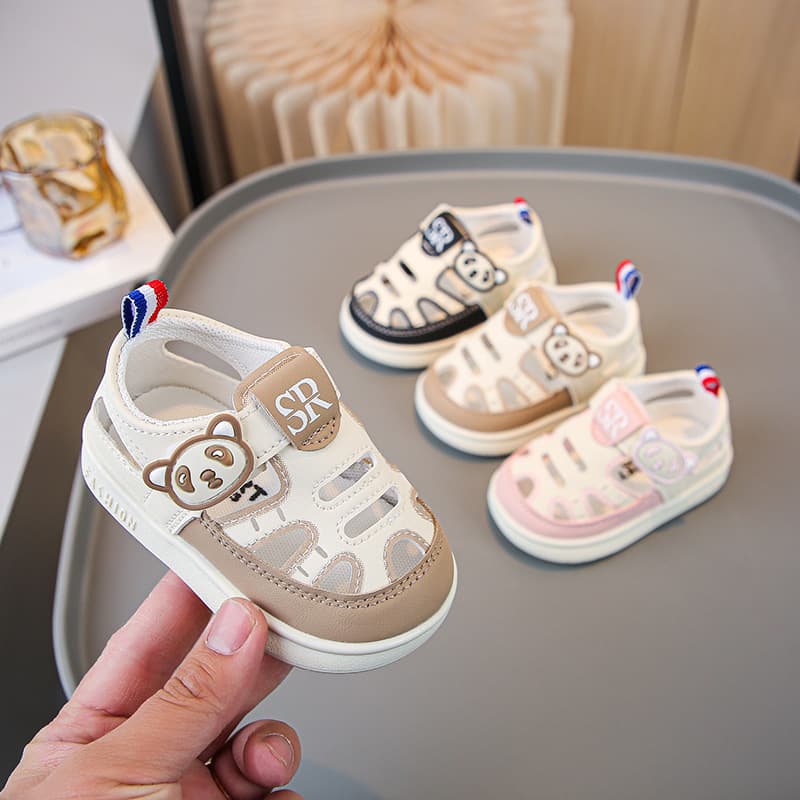 2024 Summer New Baby Crocs Breathable Walking Shoes Boys and Girls Soft Sole Sandals Cartoon Cute Infant Shoes
