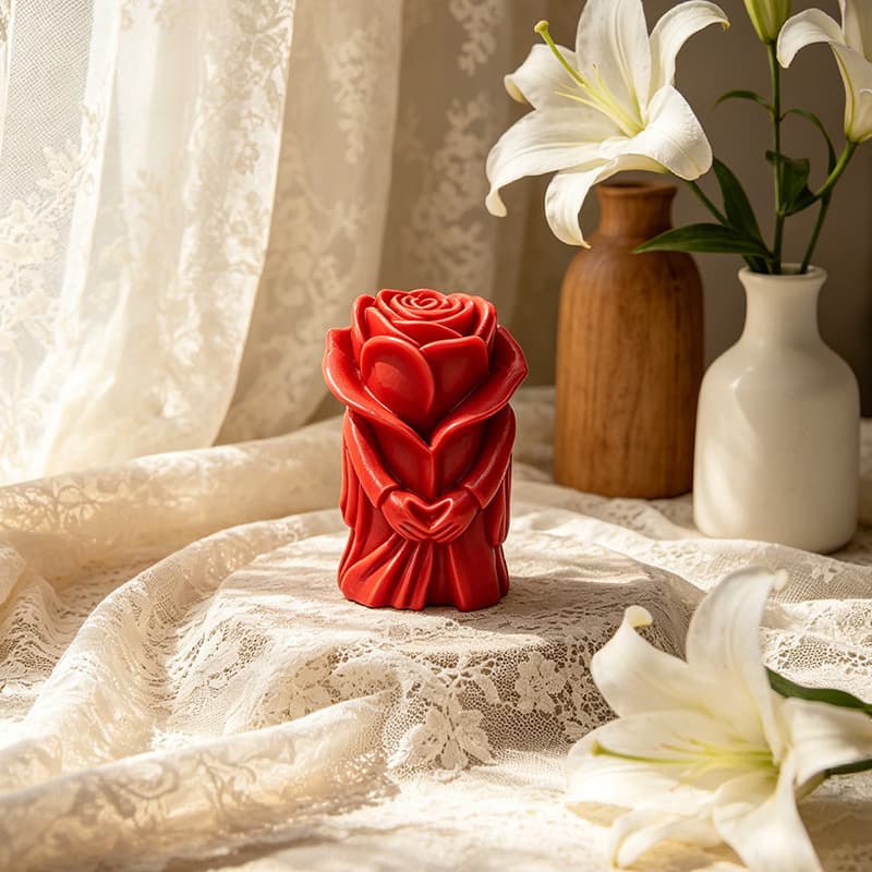 Embrace Rose Love Hand Scented Candle, Internet Celebrity Romantic Confession Souvenir, Valentine's Day Couple Shape Candle