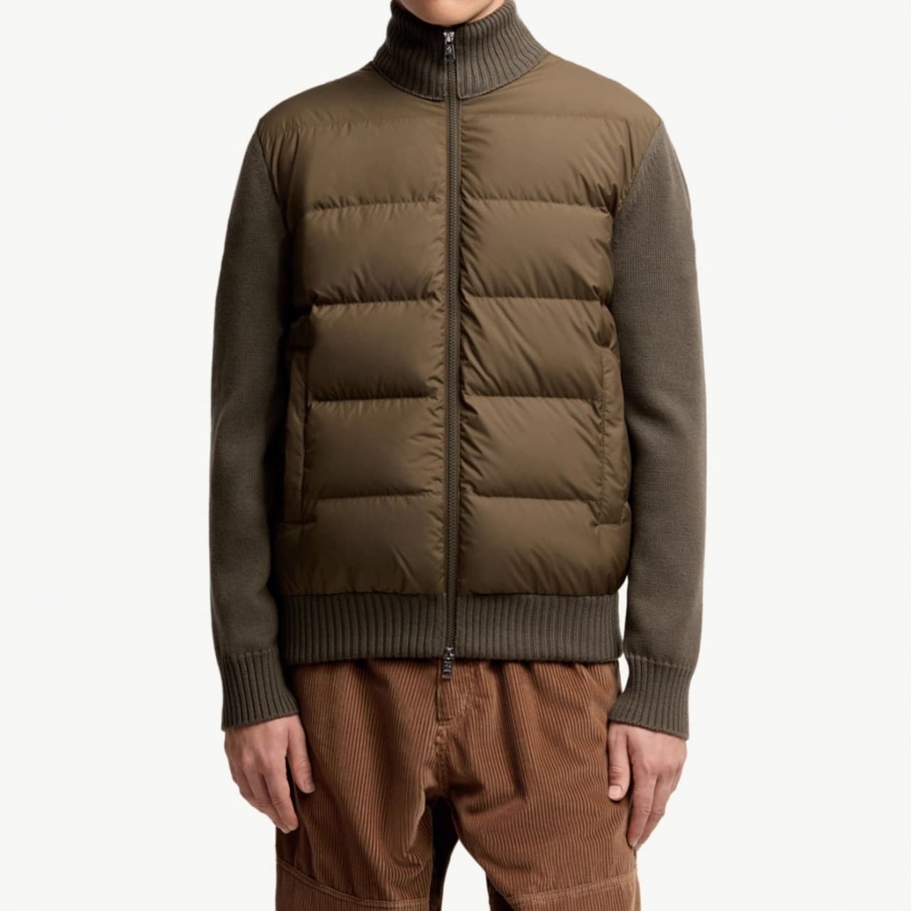 Cross-Border European and American Autumn Winter Knitted Patchwork Stand Collar Padded Warm Bomber Jacket Men's Outerwear