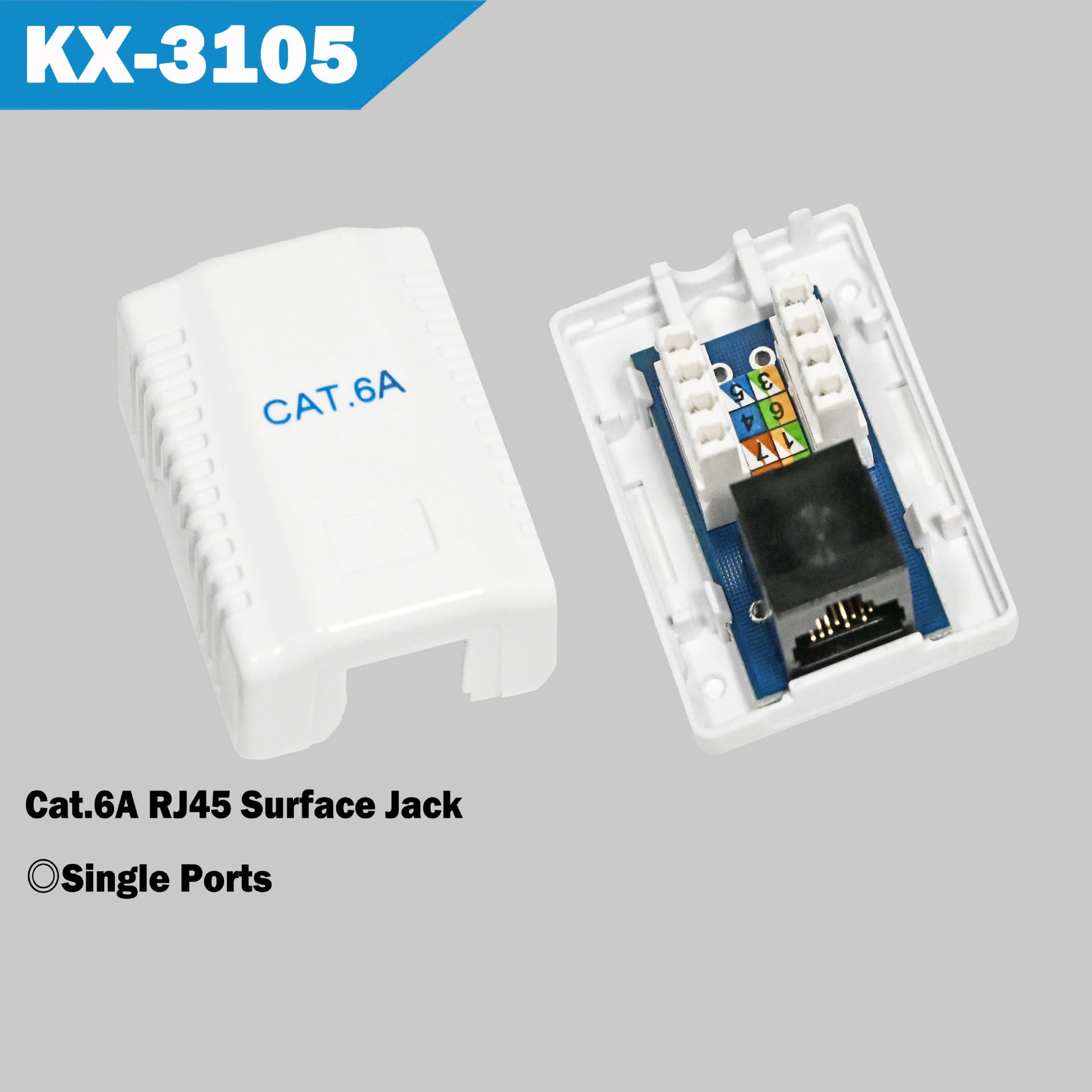 Cat6a UTP single-port surface mount box