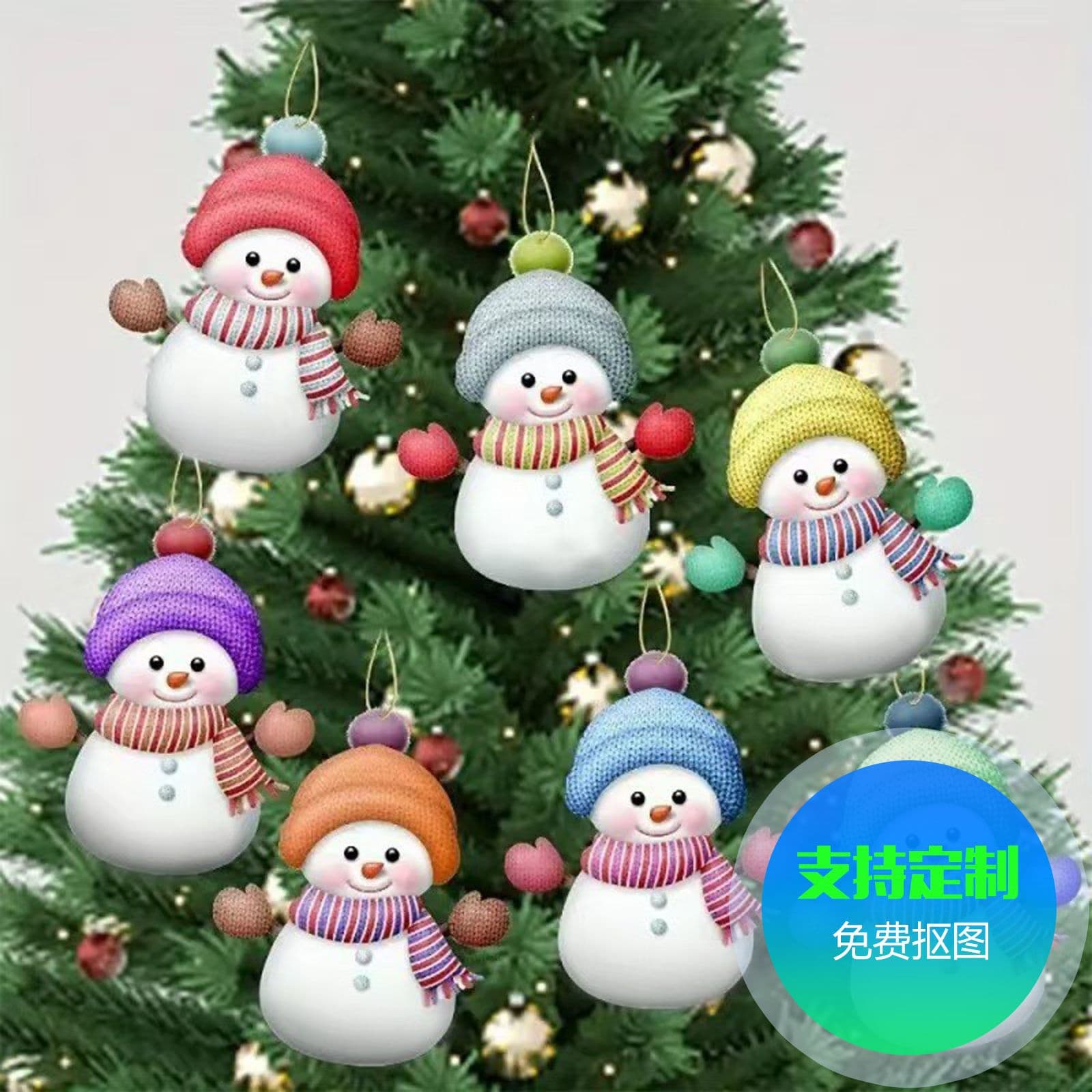 Cross-Border New Product Christmas Hot Sale Colorful Snowman Holiday Atmosphere Christmas Tree Acrylic Pendant Acrylic Keychain