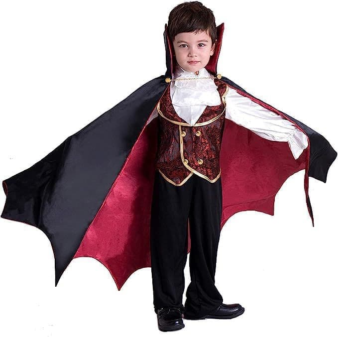 Kids Halloween Vampire Count Costume Boy Cape Cloak Role-Play Scary Vampire Outfit