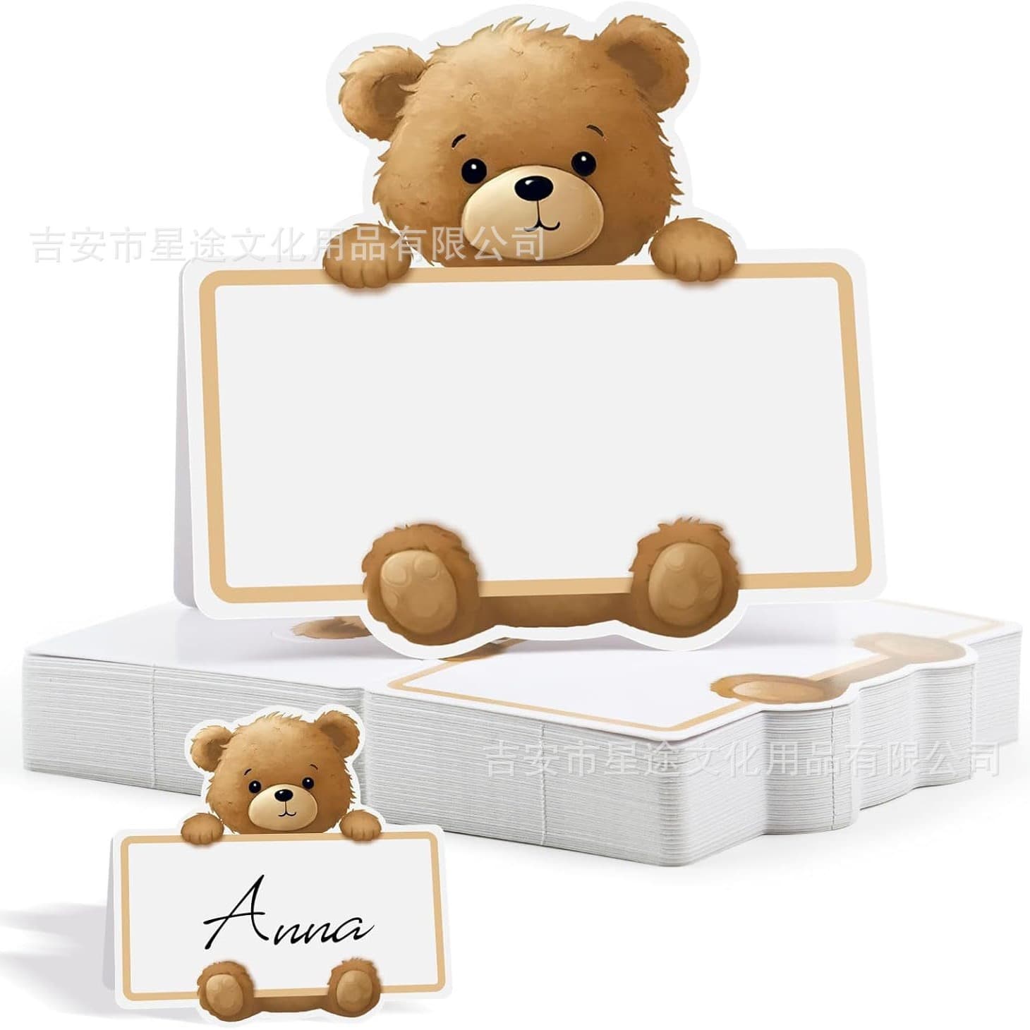 New Teddy Bear Dining Table Place Card for Gender Reveal Baby Welcome Pair Foldable Seat Card