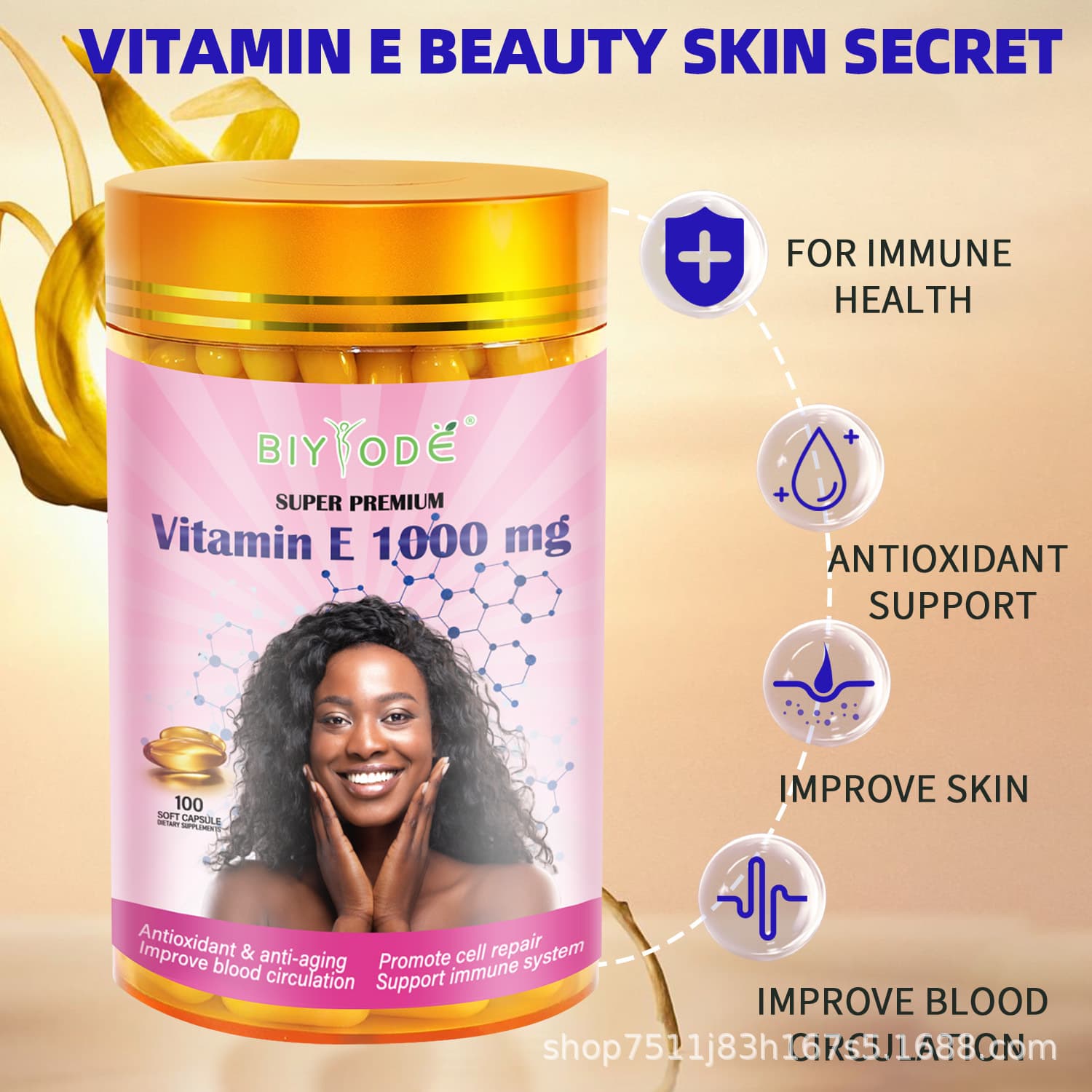 Vitamin E Capsules with VE for Beauty and Skin Care