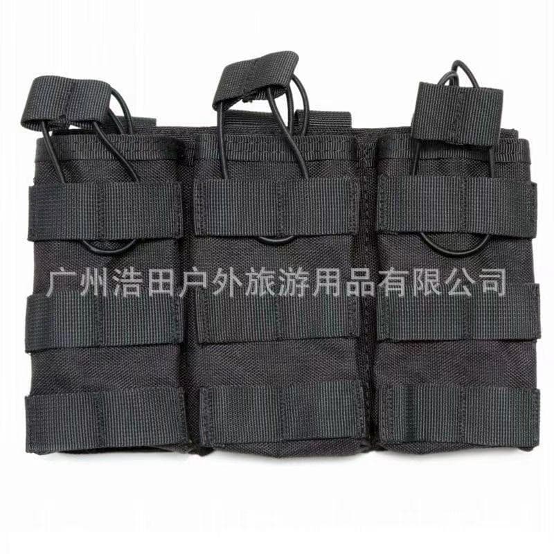 Haotian Outdoor Tactical Camouflage Triple Magazine Pouch, Model Bag, MOLLE Vest Accessory Pouch, Dual Walkie-Talkie Pouch