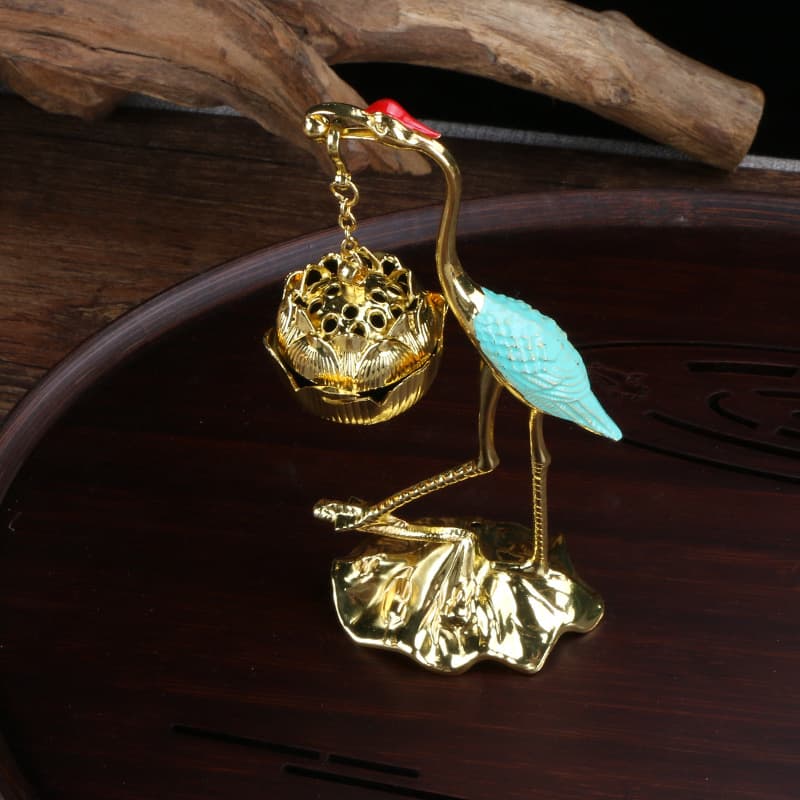 Japanese-style incense burner ornament small auspicious cloud incense burner Boshan crane incense burner dragon and phoenix pipa fan incense burner stand creative vintage burner