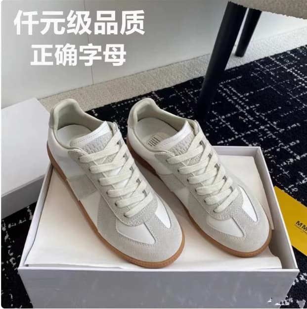 High Version MM6 Maison Margiela German Army Trainer Sneakers Women's Casual Sports Shoes Couple Flat White Shoes Aglet Sneakers