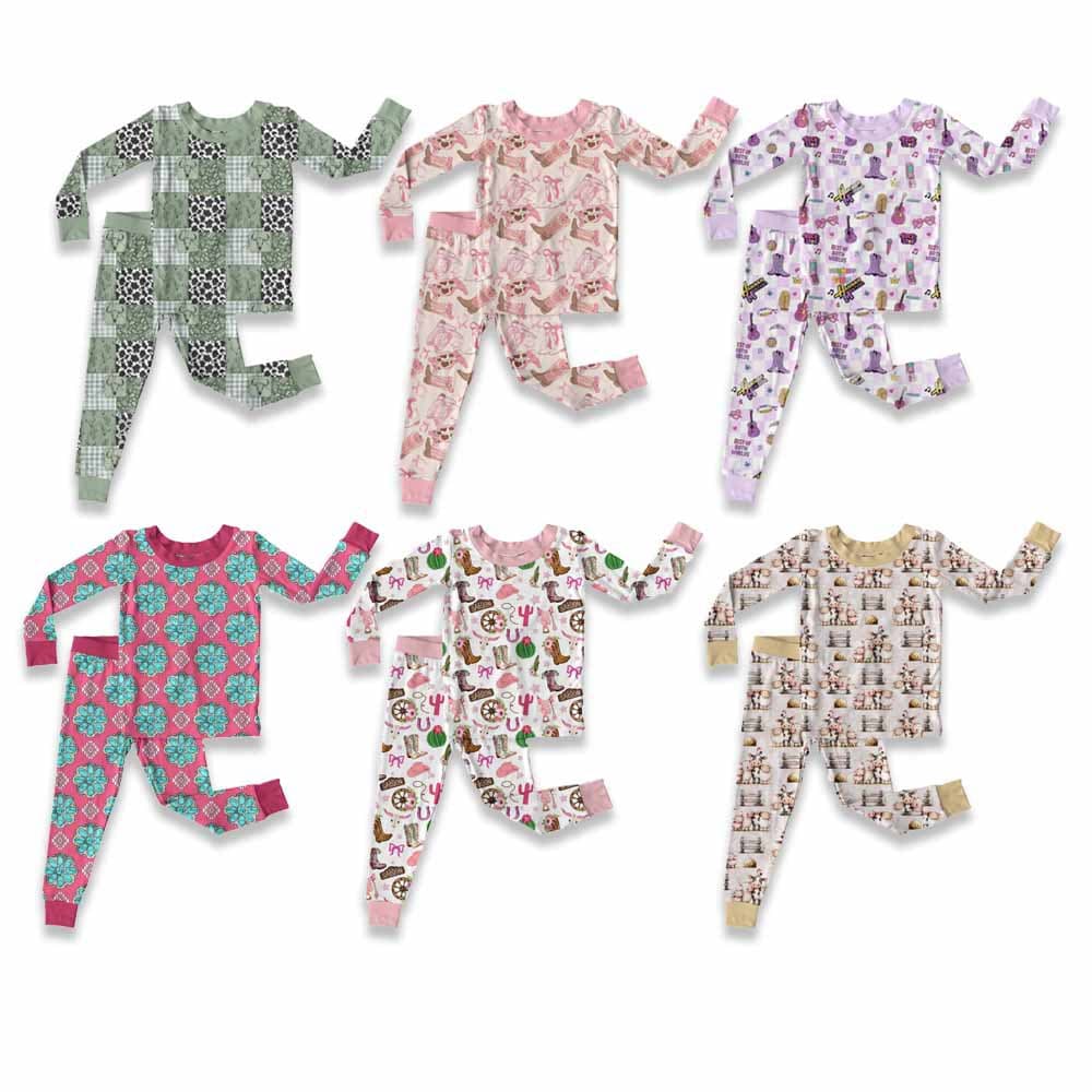 Custom Bamboo Fiber Pajama Set CPC Certified Kids Sleepwear Long Sleeve Top and Pants Loungewear