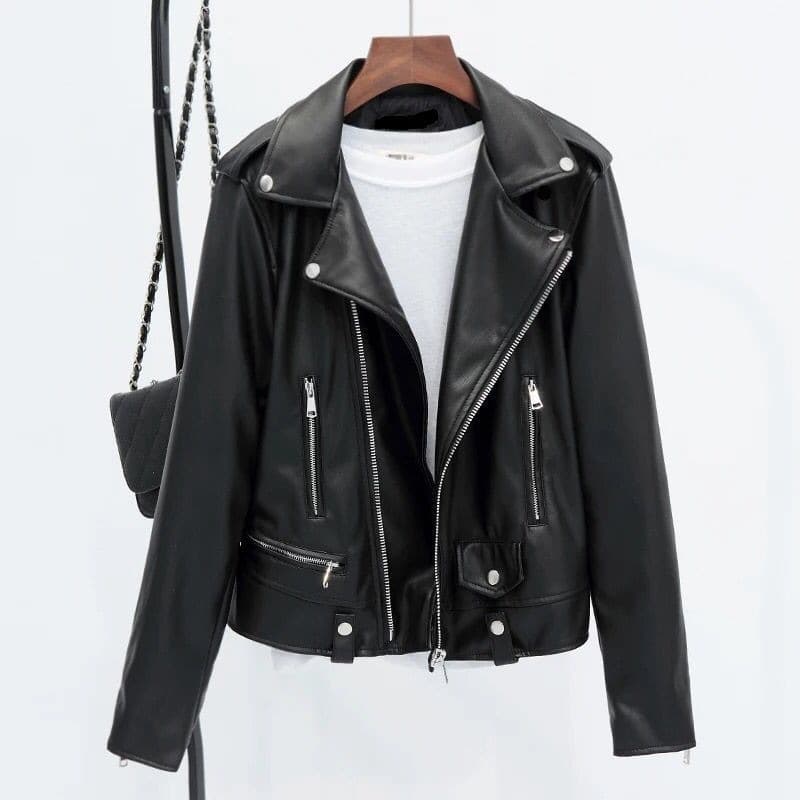 New 2026 Spring and Autumn New Korean Style Women's PU Leather Jacket Women's Short Slim Small Jacket Motorcycle Leather Jacket