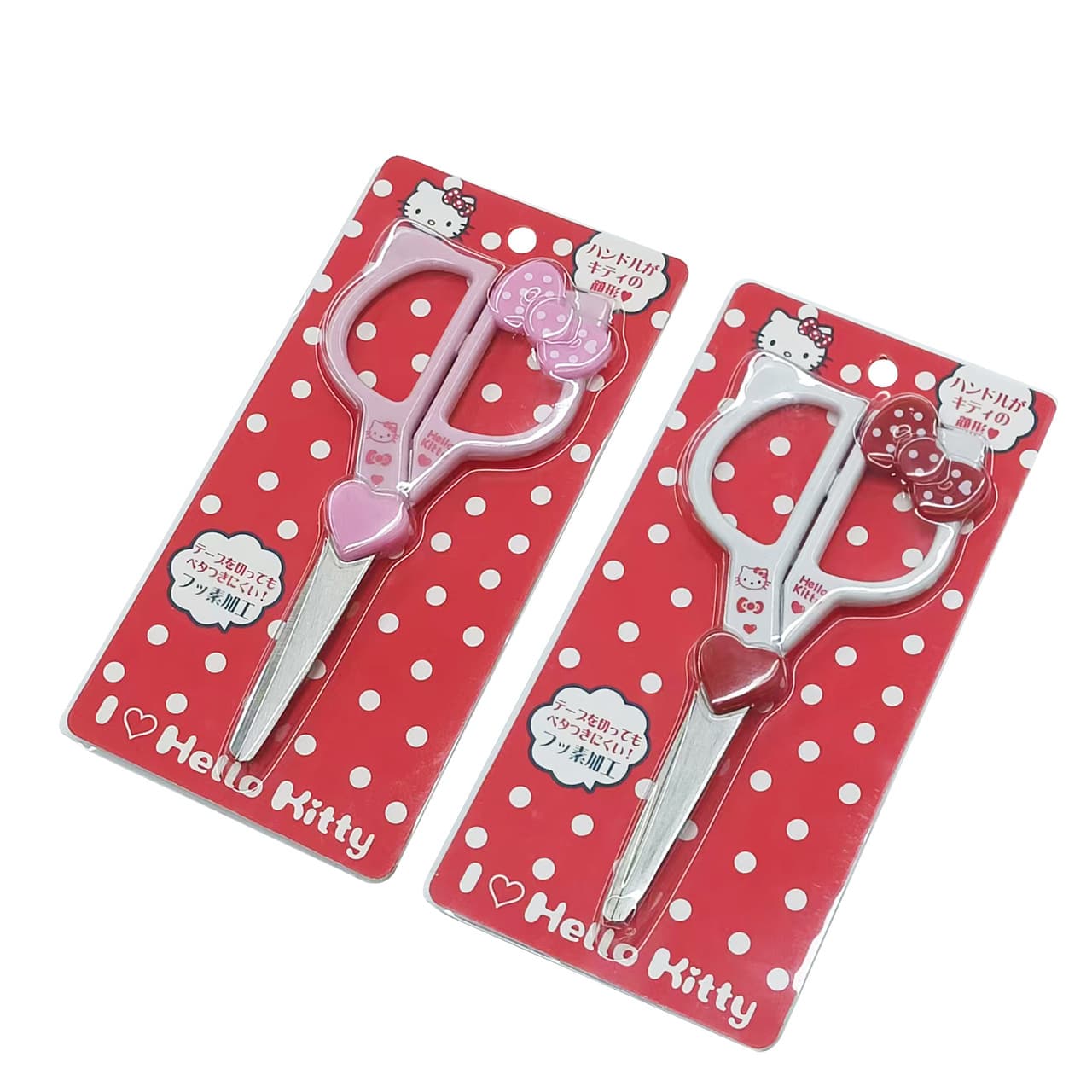 Student scissors, kitchen scissors, handmade paper cutting/thread snipping, plastic bow handle with heart-shaped pink cartoon scissors