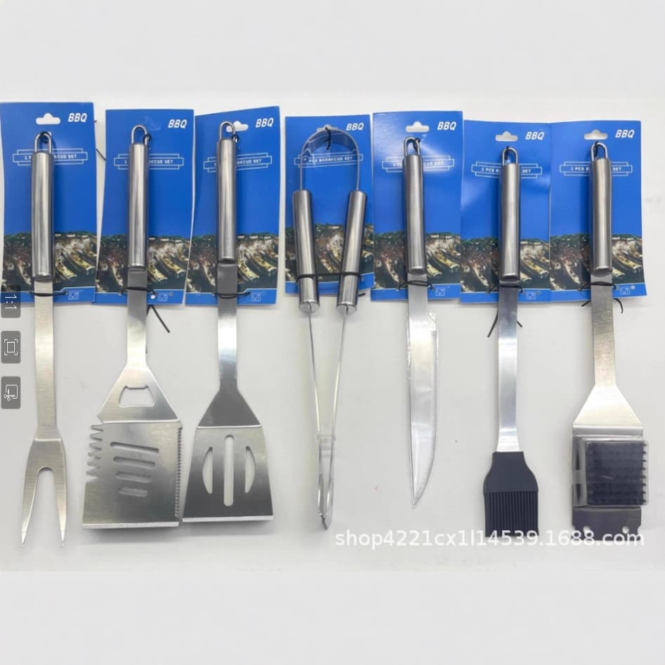 Stainless Steel BBQ Tools Card-bound Single Piece, Simple and Convenient Outdoor Picnic Camping BBQ Combination Set