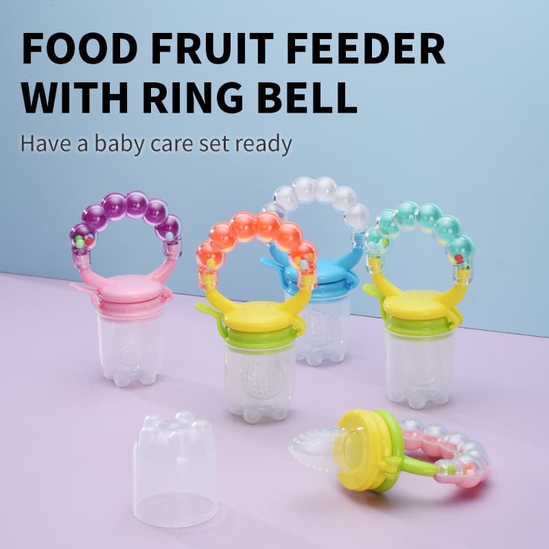 Multicolor Baby Soothing Nipple Fruit And Vegetable Fun Bell Design Food Teether Calming Pacifier for Infants And Toddlers