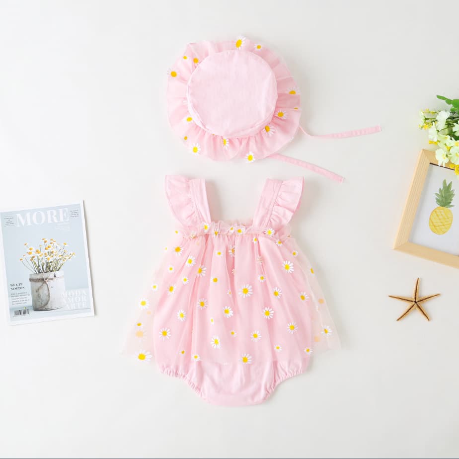 Baby Romper Summer Thin Outfit 100 Days Birthday Dress Girl Bodysuit Toddler Princess Tulle Skirt