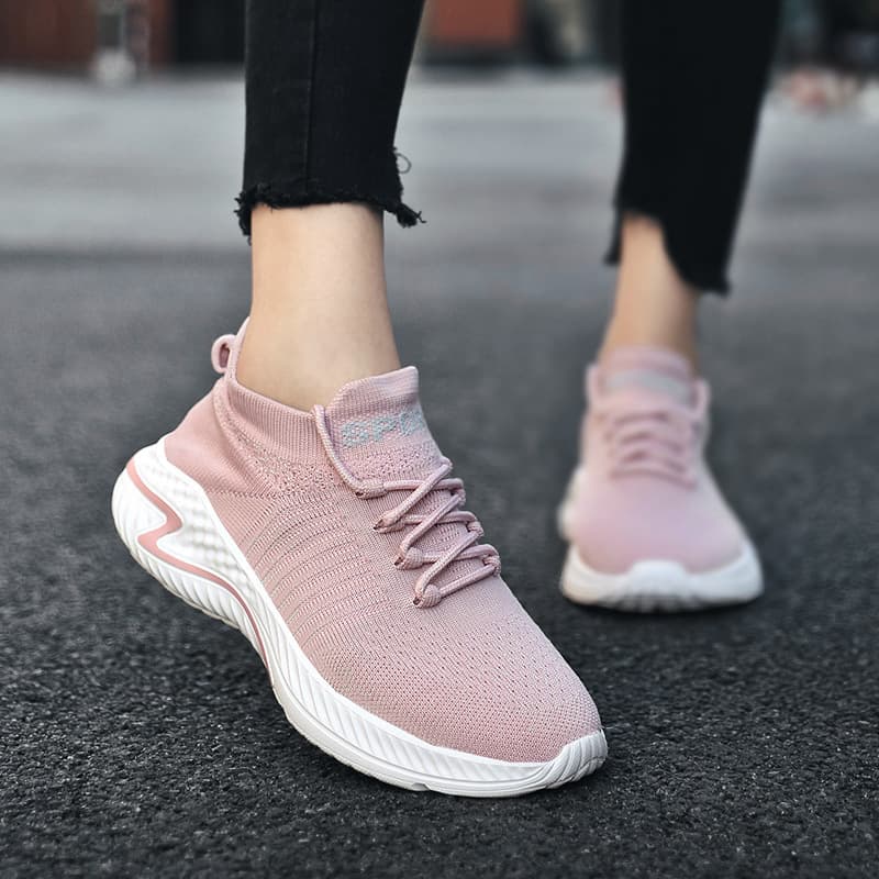 Autumn New Flyknit Couple Sneakers, Cross-Border Hot Selling, Lightweight Plus-Size Running Shoes, Lace-Up Men's Shoes