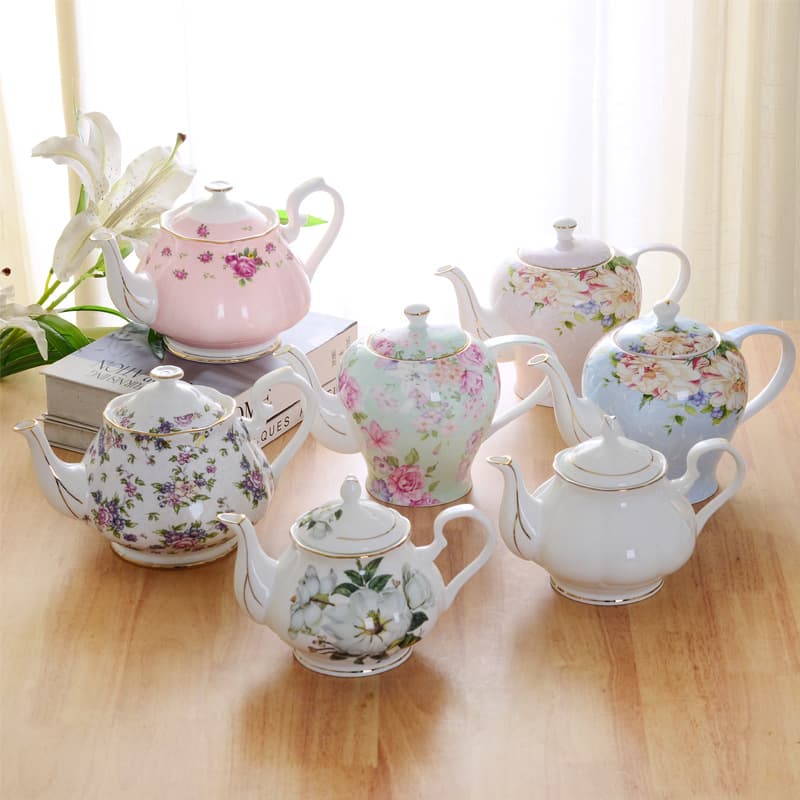 Phnom Penh European flower tea bone china British afternoon tea tea set household tea making single pot single ceramic black teapot
