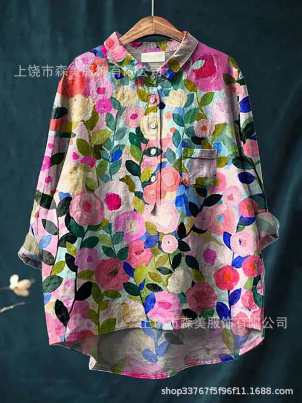 Cross-Border 2024 Summer Women's New Amazon Aliexpress Loose Printed Round Neck Casual Plus Size Women's T-Shirt