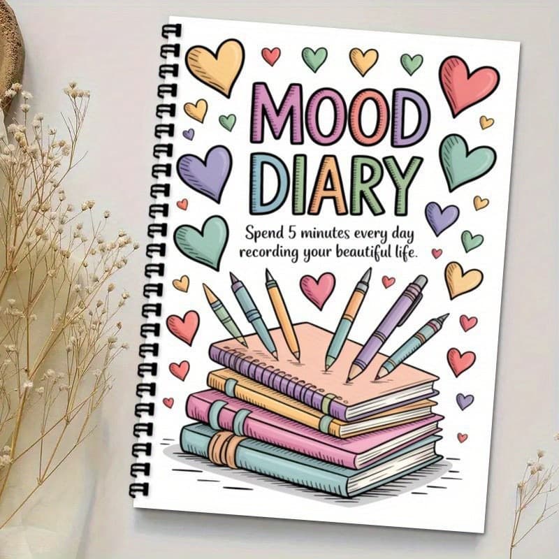 Cross-border MOOD DIARY Self-Care Mood Journal Spiral-Bound Notebook Colorful Stacked A5 Notebook