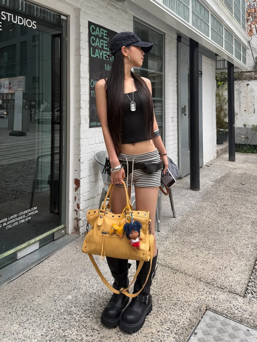 Black Purple Versatile Crossbody Bag Cute New Style Women's 2026 Cartoon Handbag Shoulder Bag Motorcycle Bag