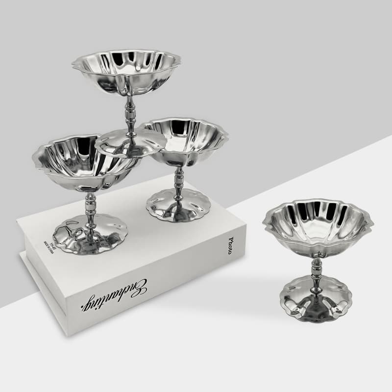 Factory Direct 304 Stainless Steel European Style Ice Cream Cup Pudding Cup Snack Bowl Premium Dessert Cup