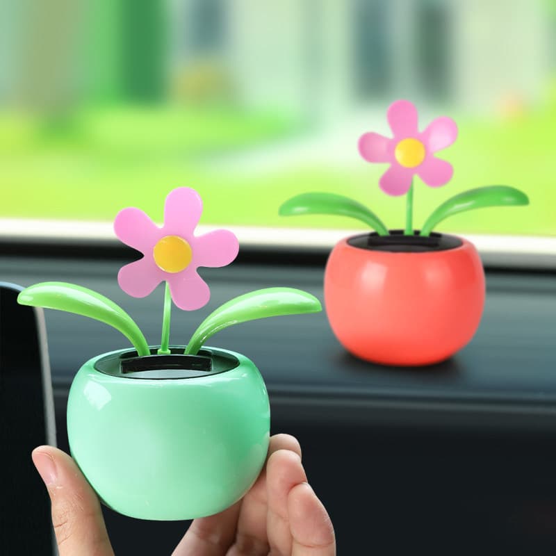 Internet Celebrity Car Interior Ornaments Creative Cute Solar Shake Head Flower Car Decorations Sunflower Girls