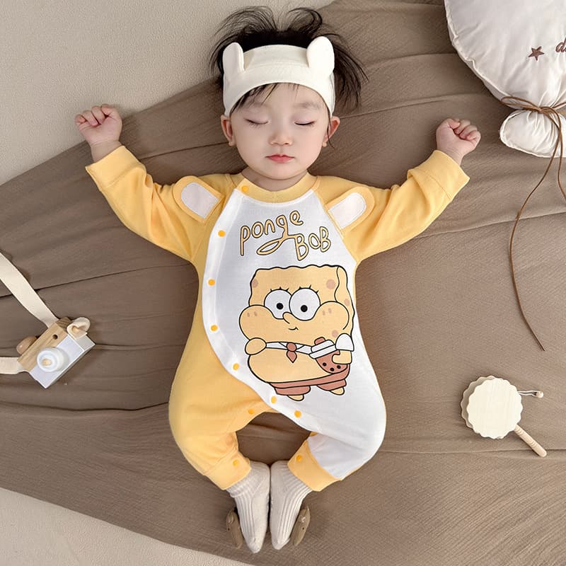 Baby Spring and Autumn Romper, Newborn Going Out, Pure Cotton Long Sleeve, Seamless Thin Style, Full Moon Baby Clothes, Fall Outfit, Bodysuit