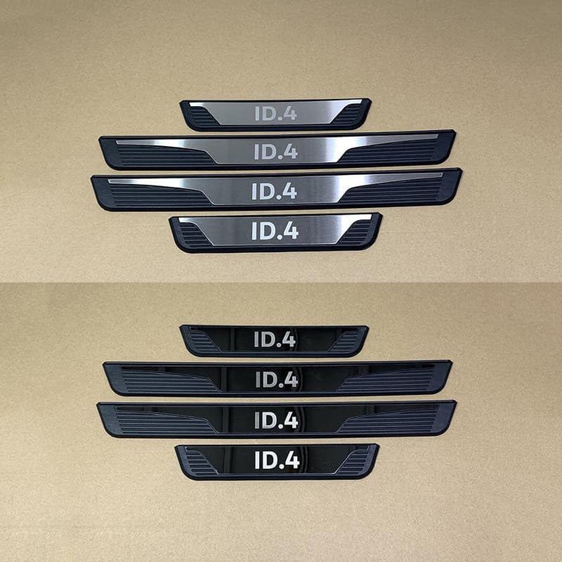 Suitable for Volkswagen ID4 external door sill strips and welcome pedals*4 (plastic D type, bright black, brushed silver)