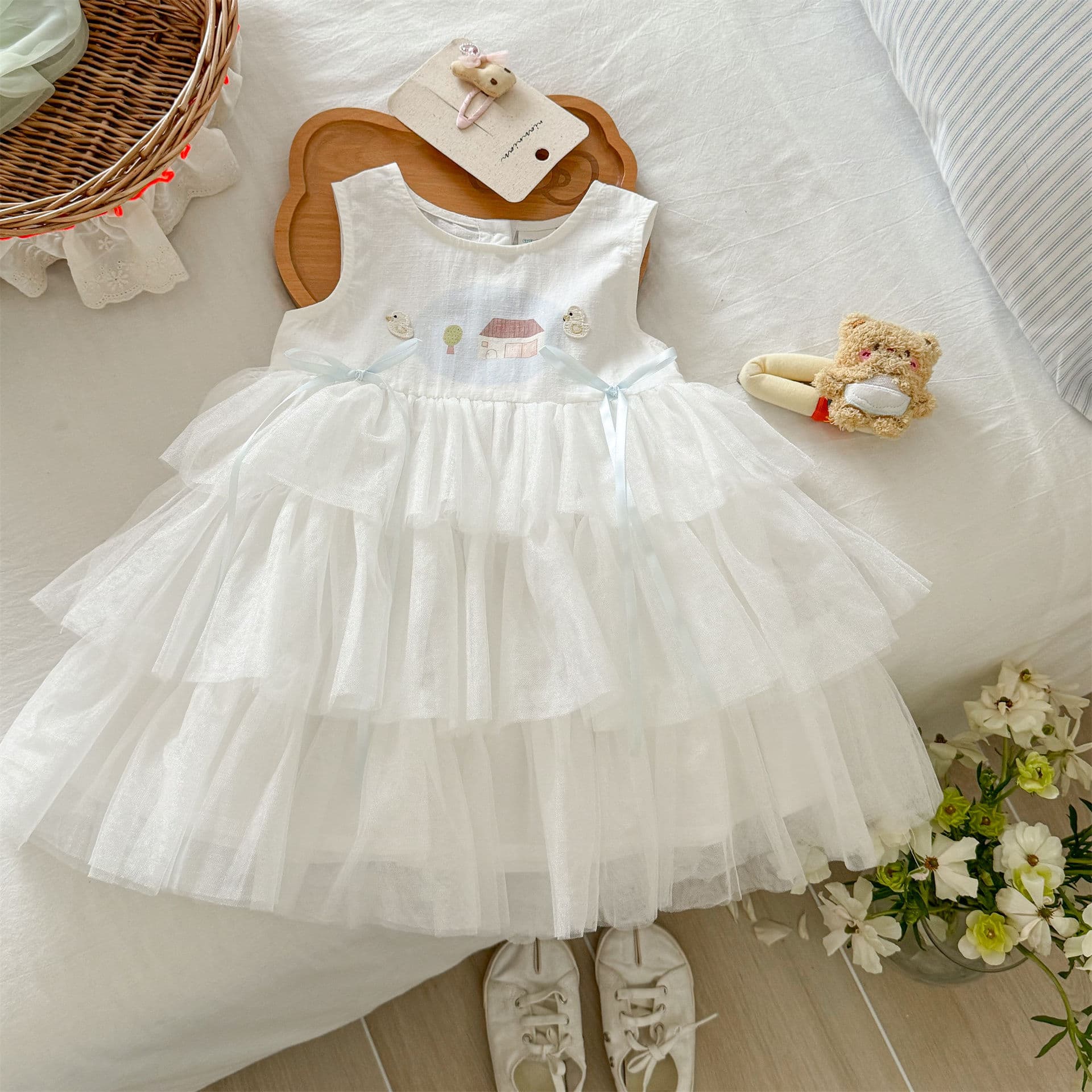 Tian Xiaosi Girls Dress New Summer Children's Stylish Sleeveless Vest Dress Baby Princess Dress Cake Dress