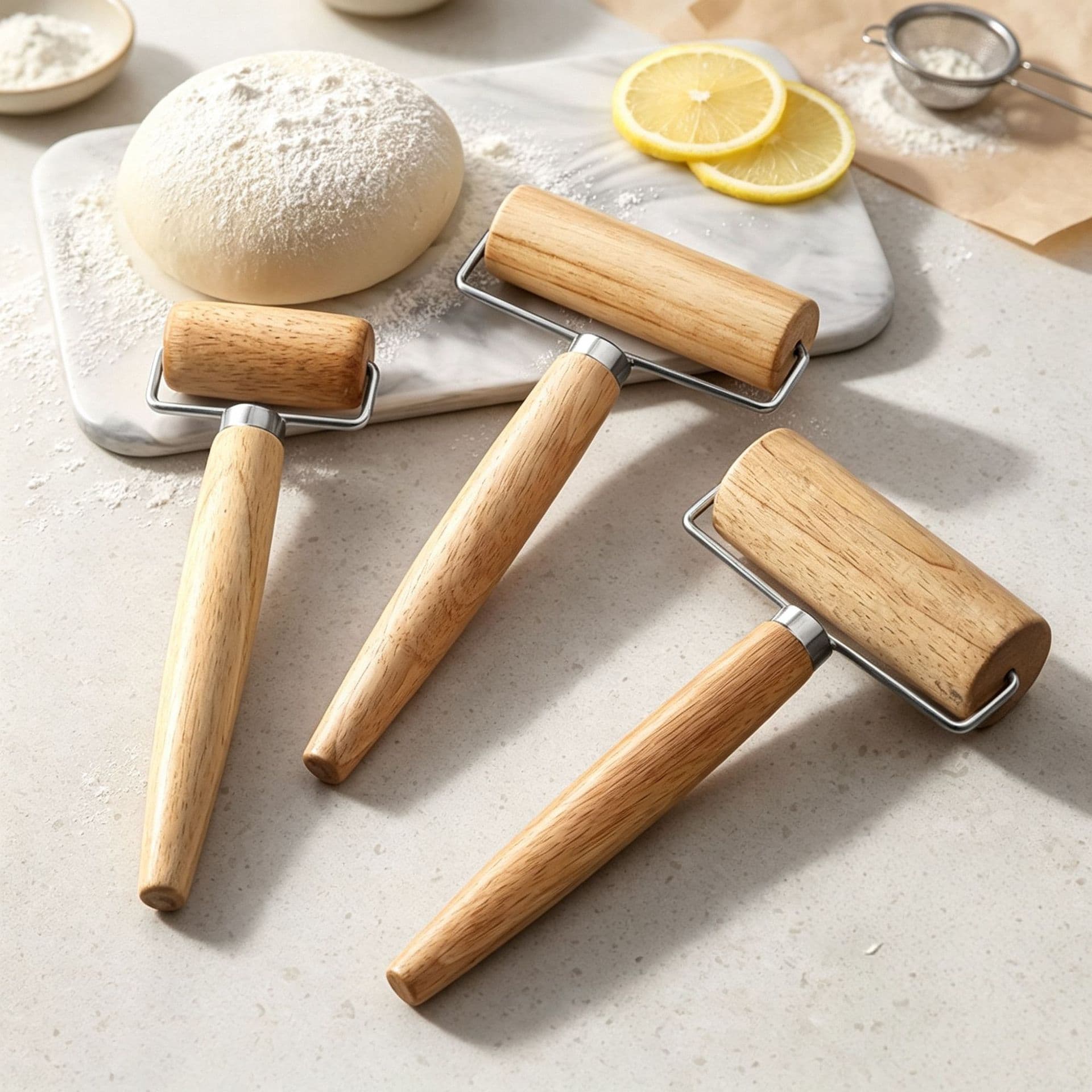 Roller rolling pin wooden kitchen rolling pin double-headed wooden flour dumpling skin baking pressure handheld rolling stick