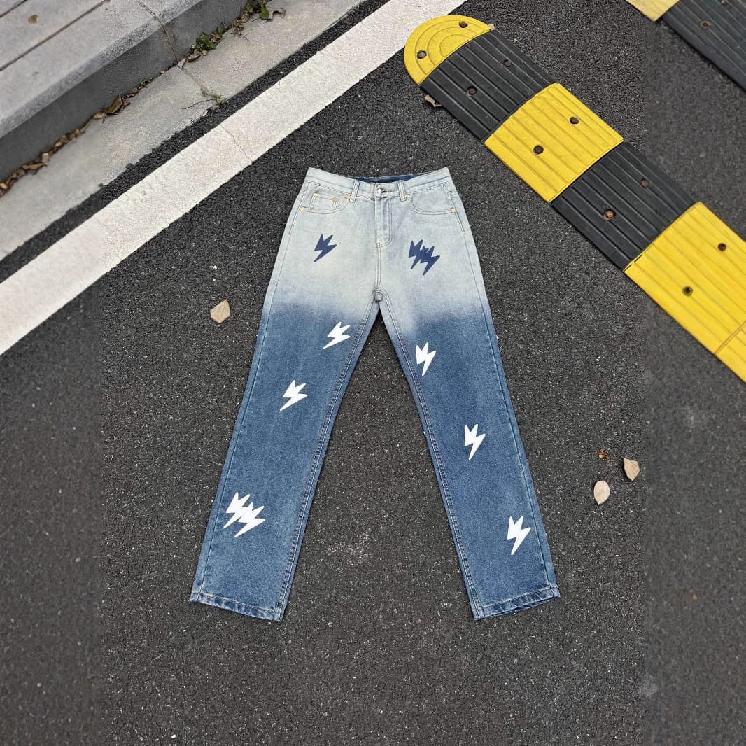 Top Lightning Bull High Ounce Heavy Duty Washed Vintage Denim 2024 Fall New Casual Versatile Straight Leg Slight Stretch
