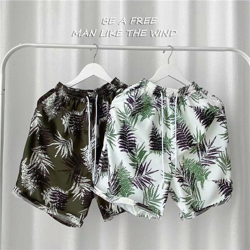 Sanya Summer Beach Vacation Floral Shorts for Men, Five-Point Loose Plus Size Hawaii Shorts Casual Beach Shorts
