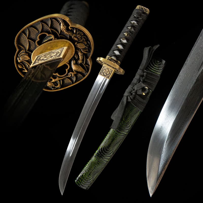 Foreign Trade Wholesale Pattern Steel Wakizashi Japanese Short Sword Oriental Samurai Cold Weapon Sword Wakizashi Unsharpened
