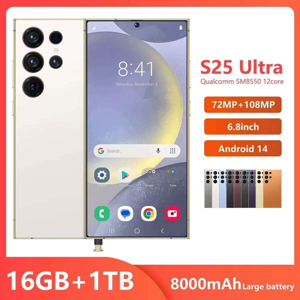 TK New 7.3 Large Screen S25Ultra Export Cross-Border Smartphone 16+1T Source Factory Direct Shipping Available