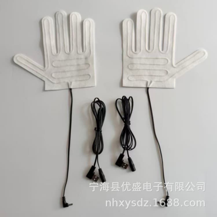 Composite fiber glove heating pad. USB glove heating element. Hand-shaped heating pad. Hand warmer heating pad. Gloves