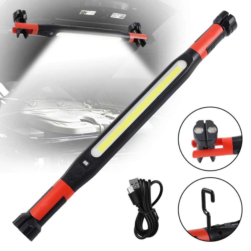 Automotive Repair LED Rechargeable Work Light, Ultra-Bright with Magnetic Adsorption, Hook Included, 3 Lighting Modes