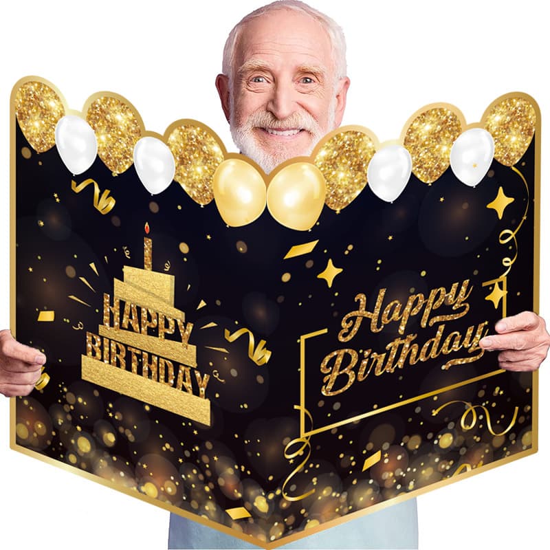 Cross-border Black Gold Birthday Greeting Card Creative Message Guest Book Retirement Souvenir Card Bestseller